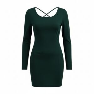 Chic Long Sleeve Dark Green Dress